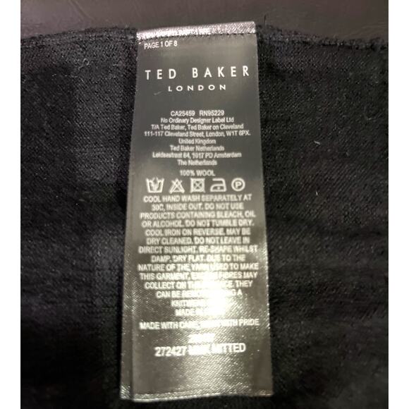 Ted Baker London 100% Wool Colorblock Crewneck Sweater Brown Black Womens Size 3 - Picture 3 of 6